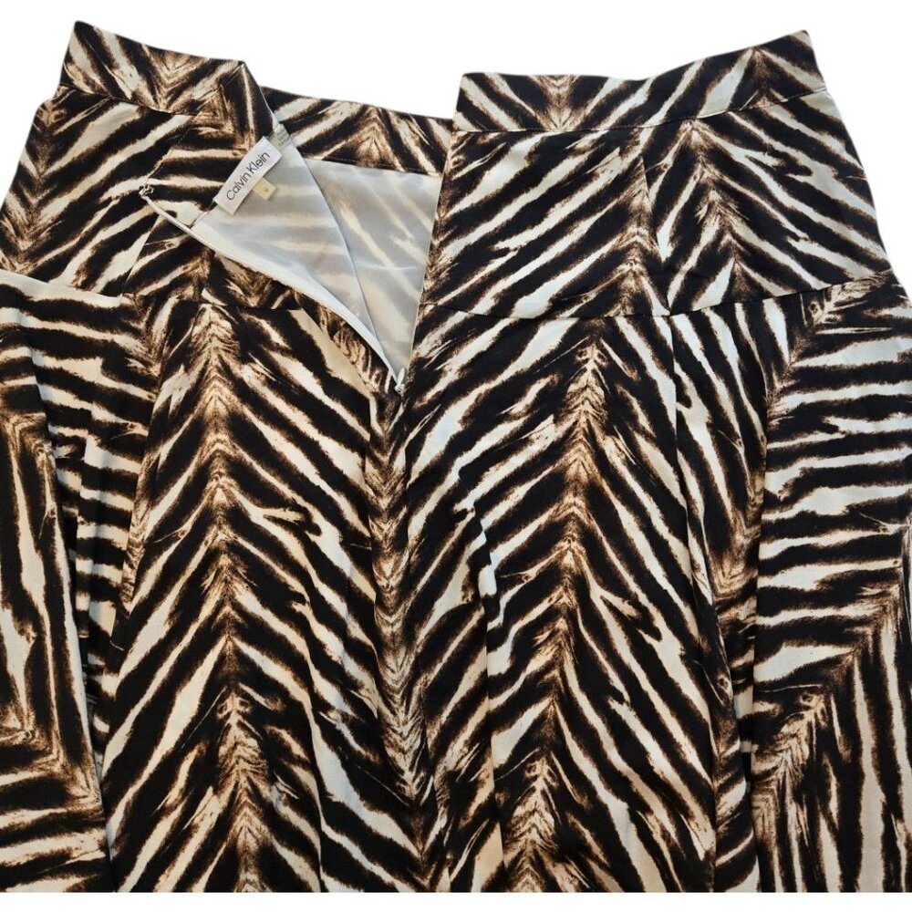 Calvin Klein Animal Print Skirt Fully Lined Chiffon Handkerchief High Low Hem 16 - Picture 6 of 10